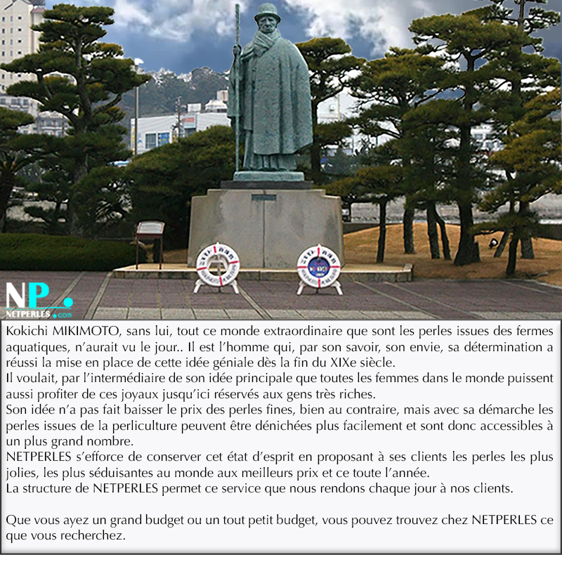 STATUE DE MIKIMOTO, AU JAPON, INVENTEUR DE LA PERLICULTURE MODERNE